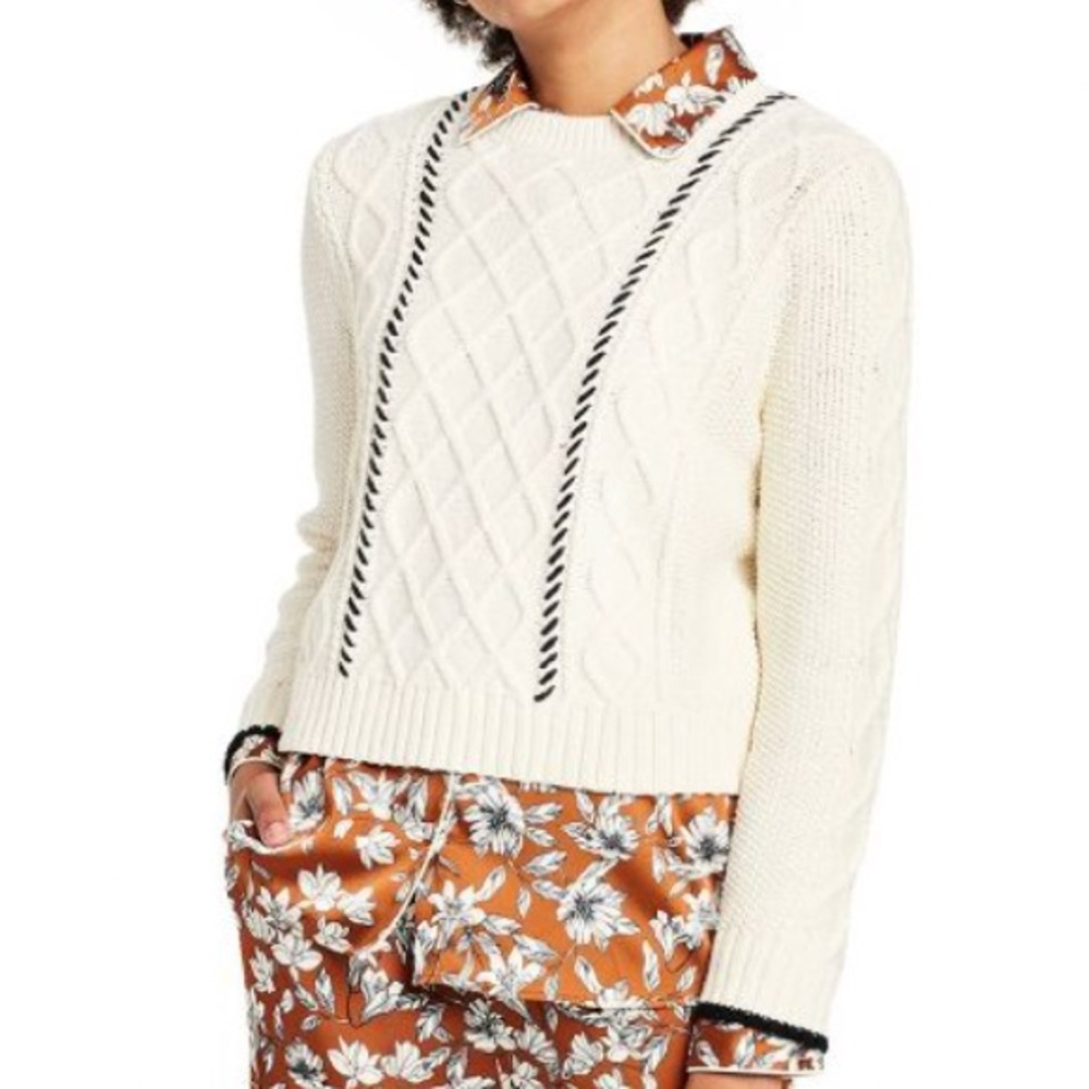 La Ligne x Target Cable-knit Whipstich Stripe Crewneck Sweater, Size Small - Picture 2 of 7